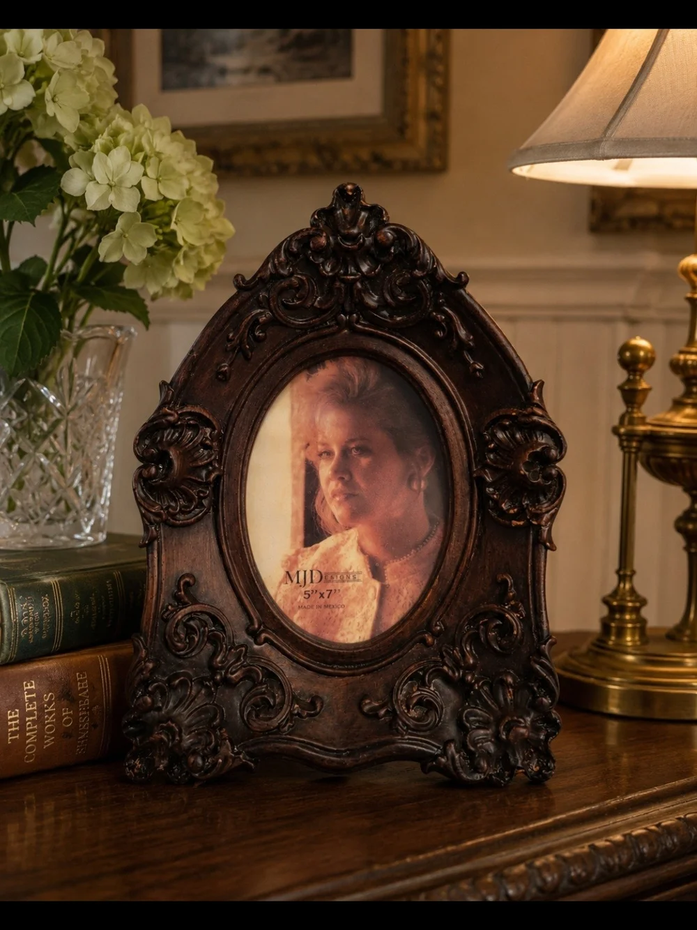MJD  Ornate Baroque Rococo 5x7 Picture Frame Faux Carved Wood Made in Mexico